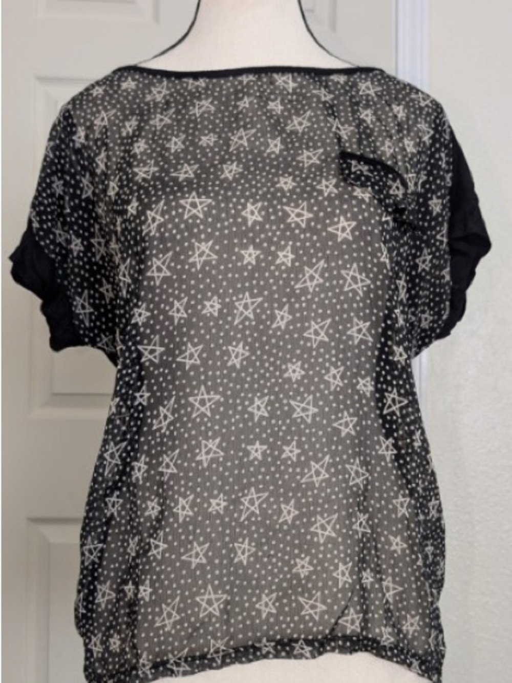 Papaya Black Sheer Star Print Blouse